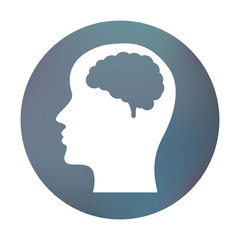 Farbiger Button - Gehirn im Kopf