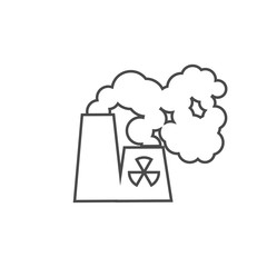 Radioactive smoke and nuclear plant station thin line icon. Dangerous anti-ecological poisonous sediments concept.
