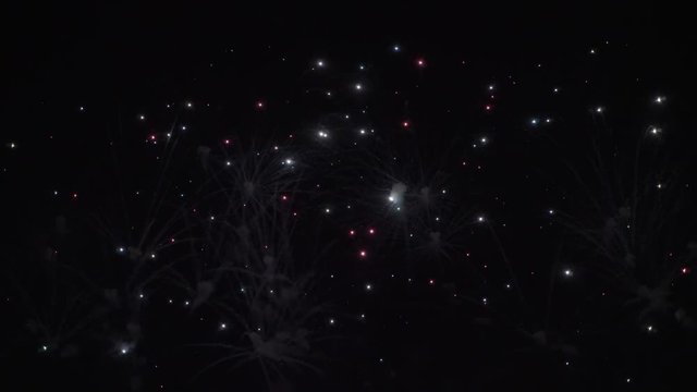 Colorful fireworks on the black sky background 4K