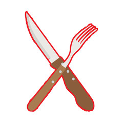 Isolated barbecue fork and knife, Vector illustration