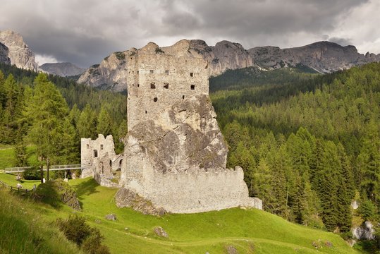 Ruins of Andraz castle, Dolomites, Italy, 12th July 2017