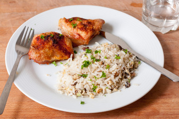 Roast chicken thighs and rice