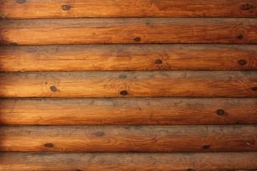 Obraz premium Wooden wall of Russian log house for background