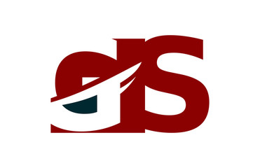 GS Red  Negative Space Square Swoosh Letter Logo