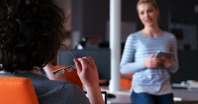 Young woman having a job interview in a office
