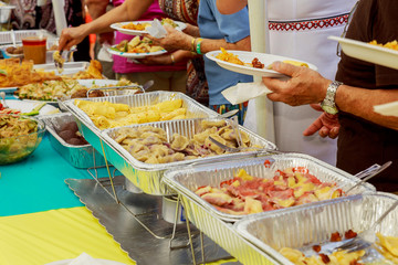 A buffet on a holiday on the street