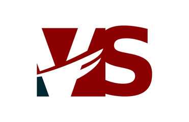 VS Red  Negative Space Square Swoosh Letter Logo