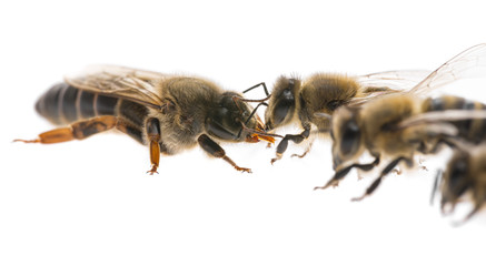 worker bee and the queen (apis mellifera)