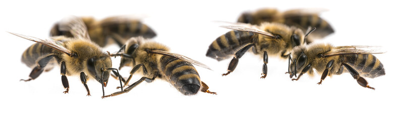 worker bees isolated on a white background