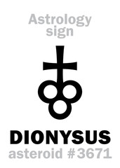 Fototapeta premium Astrology Alphabet: DIONYSUS, asteroid #3671. Hieroglyphics character sign (single symbol).