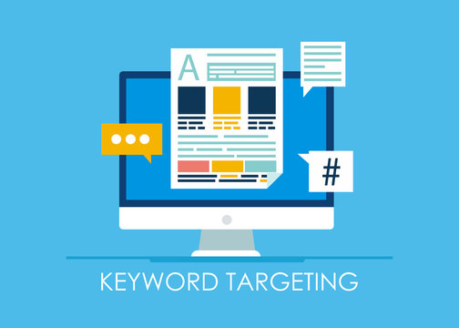 Keyword Targeting Banner. Computer With Text And Icons