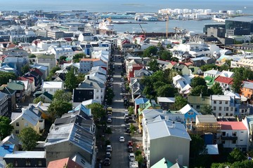 View of the city from Hallgrimskirkja, Reykjavik, Iceland