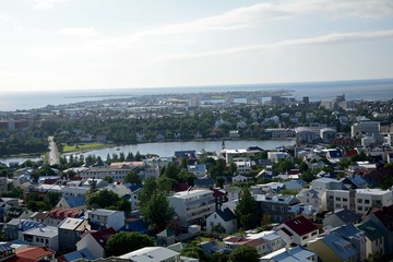 Naklejka premium View of the city from Hallgrimskirkja, Reykjavik, Iceland
