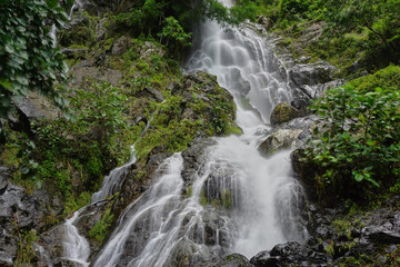 Big waterfall in tropical rain-forest. Waterfall in Saraburi, Thailand