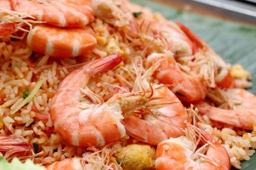 Shrimp fried rice in street food