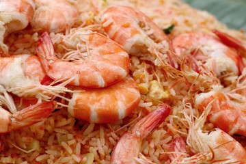 Shrimp fried rice in street food