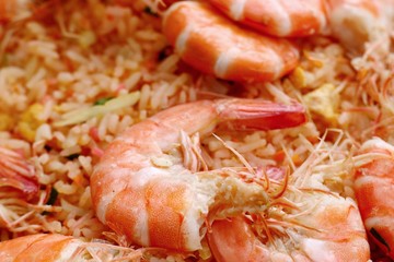 Shrimp fried rice in street food