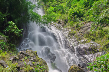 Big waterfall in tropical rain-forest. Waterfall in Saraburi, Thailand