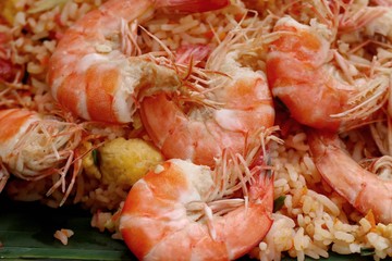 Shrimp fried rice in street food