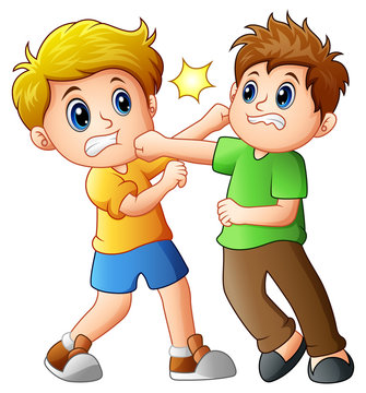 Two boys fighting