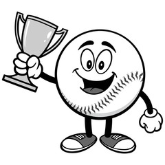 Baseball Mascot with Trophy Illustration