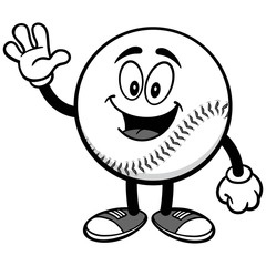 Baseball Mascot Waving Illustration