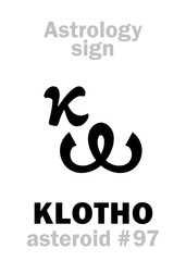 Astrology Alphabet: KLOTHO, asteroid #97. Hieroglyphics character sign (single symbol).