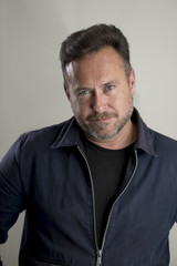 Bearded Adult White Male in Navy Blue Jacket Portrait