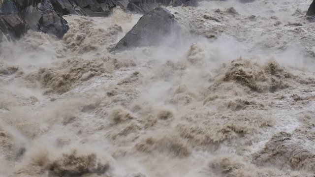 Tiger Leaping Gorge(Hutiao Gorge ),the Golden Sands River(Changjiang river) passing though two high mountains.Yunnan Province,China.