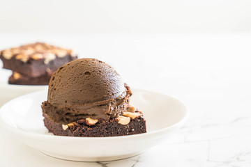 chocolate brownies with chocolate ice cream