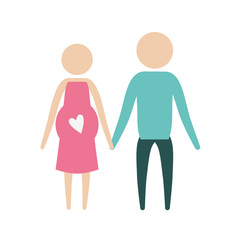 color silhouette pictogram woman pregnancy and man holding hands in clothes vector illustration