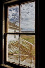 Vintage Windows Looking Outside - Abandoned Farm House