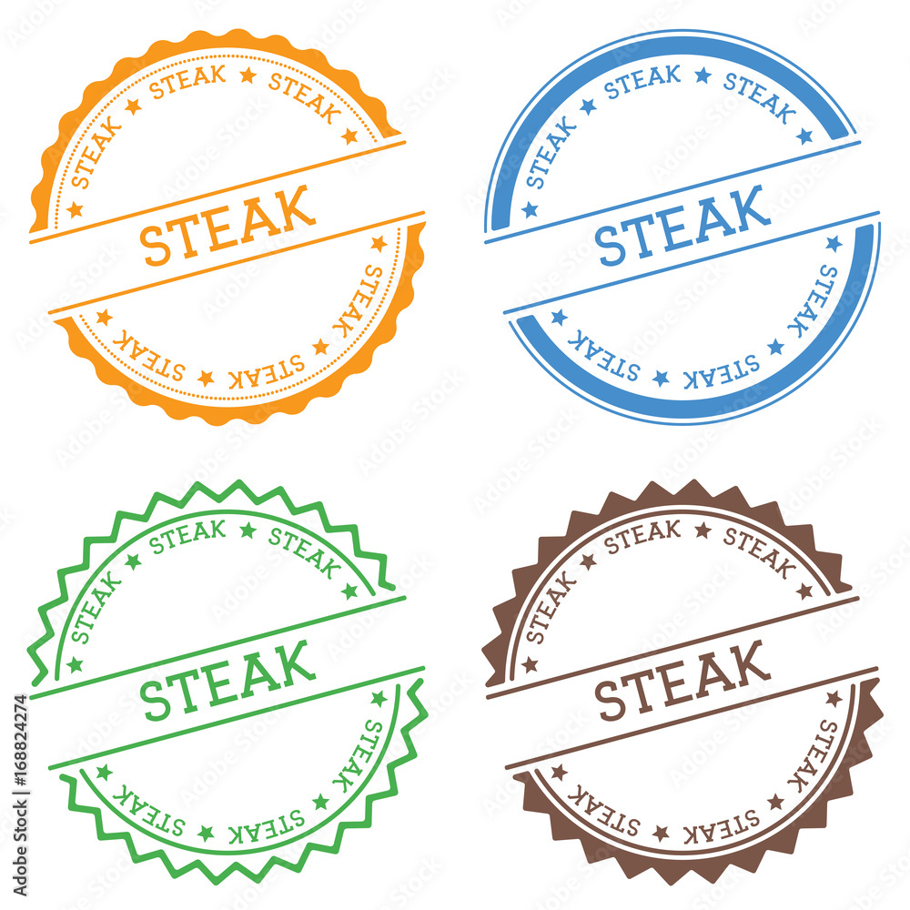 Poster steak badge isolated on white background. flat style round label with text. circular emblem vector i
