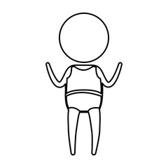 sketch silhouette of pictogram little girl in top and knickers with hands up vector illustration