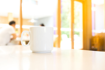 Coffee mug in coffee shop