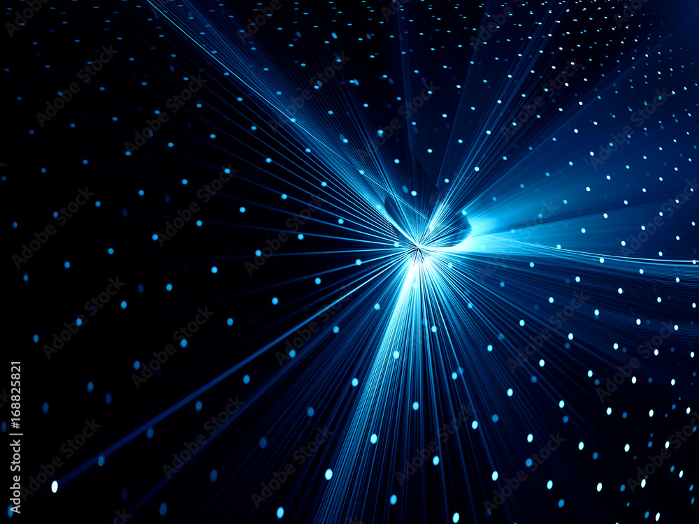 Poster abstract background. fractal graphics series. three-dimensional composition of dots and beams.