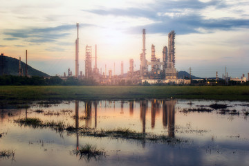 Oil Refinery factory in the morning  at Thailand