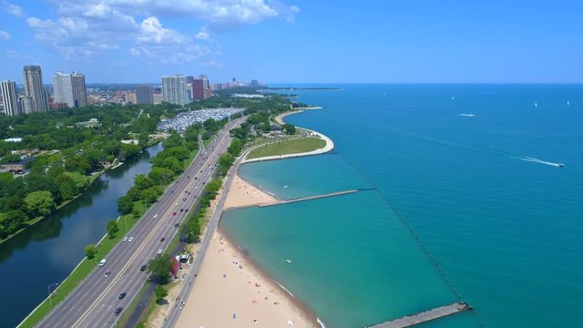 Aerial drone footage Lake Shore Drive 4k 60p