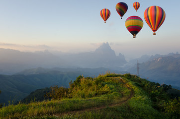 ballooning mountain landscape,