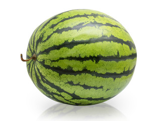 Whole watermelon isolated on white background