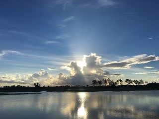 sunset in the everglades marshes of Florida