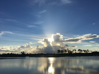 sunset in the everglades marshes of Florida