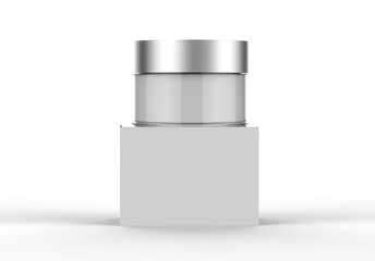 Cosmetic Cream Jar Isolated On White Background, Skin Care Product Package, 3D illustration.