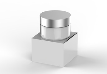 Cosmetic Cream Jar Isolated On White Background, Skin Care Product Package, 3D illustration.