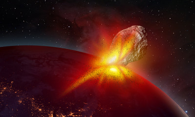 Attack of the asteroid on the Earth 