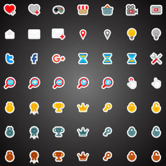 Set of flat game icons in cartoon style