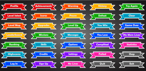 Fototapeta premium Set of text game banners in flat style
