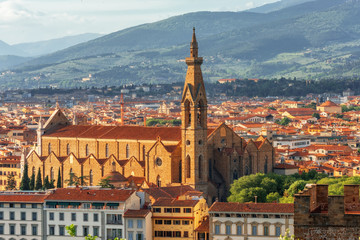 Beautiful landscape above, panorama on historical view of the Florence from  Piazzale Michelangelo...