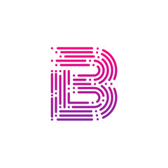 Letter B with Dots and Lines logotype,Fast Speed, Delivery, Digital and Technology for your Corporate identity