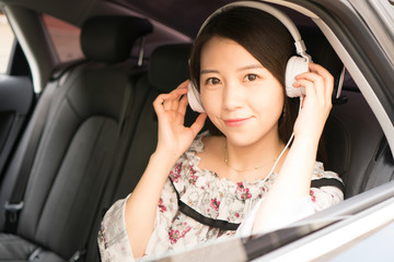 asian girl and car